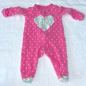 Pink polka dot footie